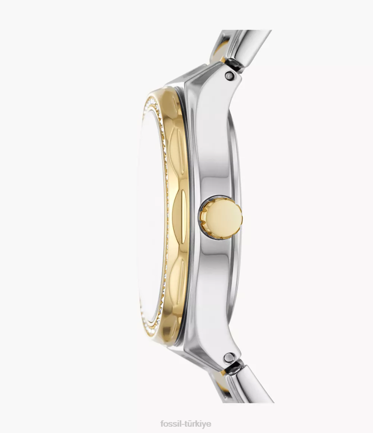 Fossil 6J04215 iki ton Eevie üç ibreli paslanmaz çelik saat kol saati kadınlar
