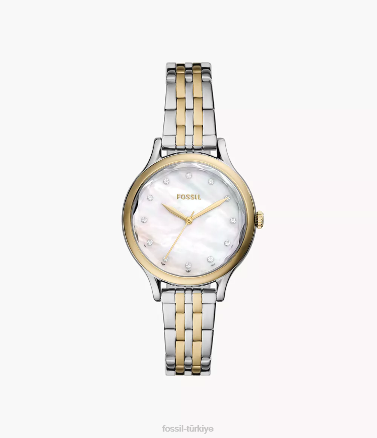 Fossil 6J04216 iki ton Laney üç ibreli paslanmaz çelik saat kol saati kadınlar
