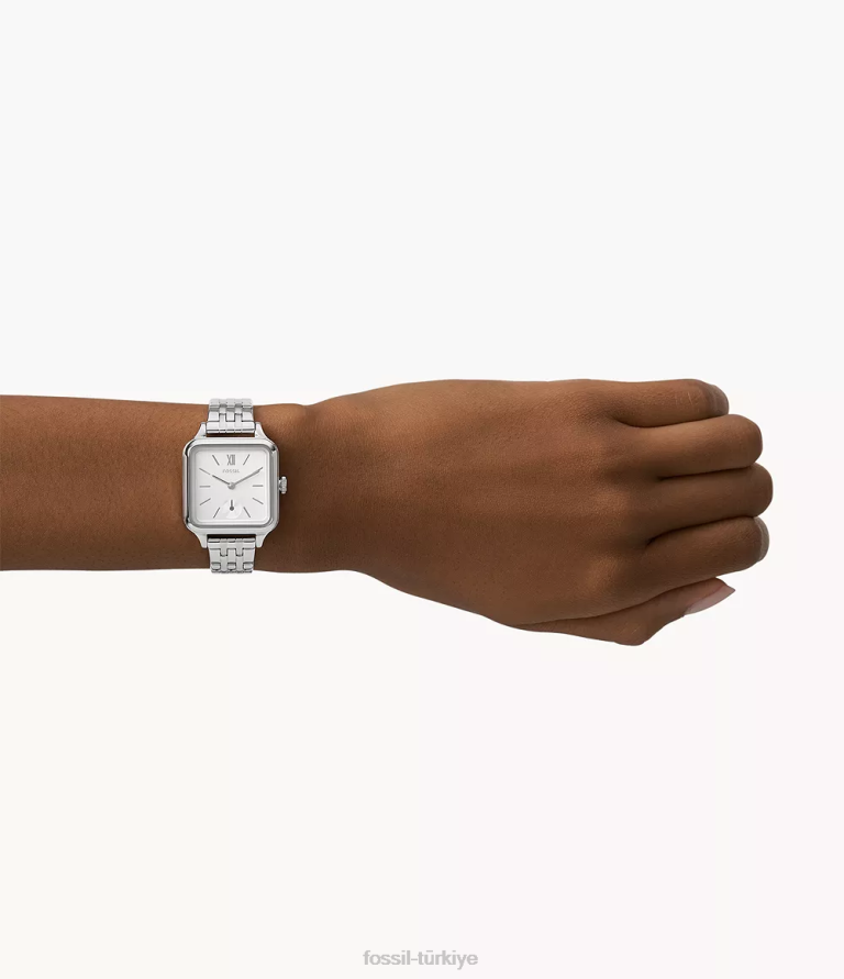 Fossil 6J04221 gümüş ton colleen üç ibreli paslanmaz çelik saat kol saati kadınlar