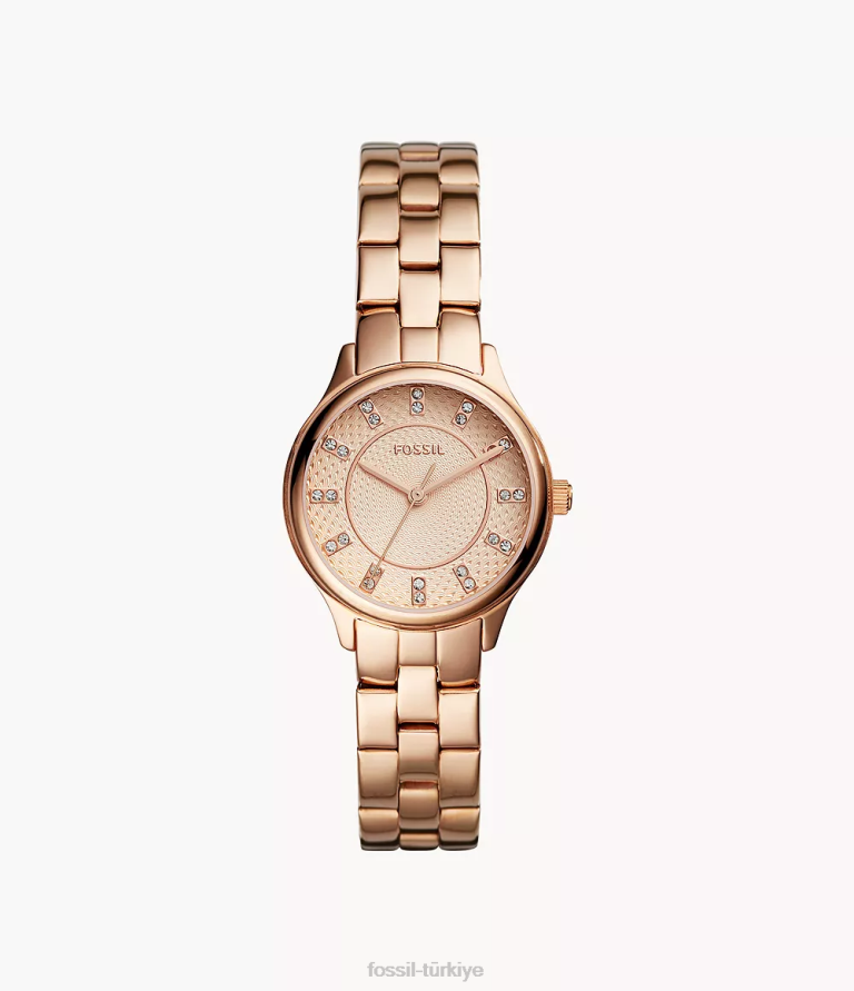 Fossil 6J04226 gül altın tonu modern, sofistike üç ibreli paslanmaz çelik saat kol saati kadınlar