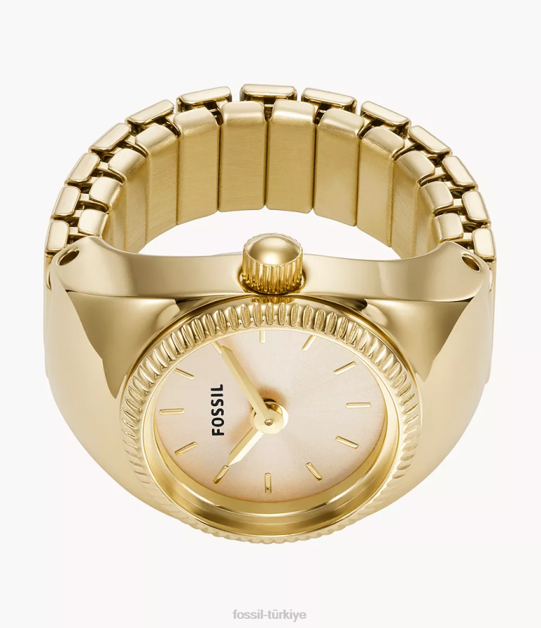 Fossil 6J0422 altın tonu saat halkası iki ibreli paslanmaz çelik kol saati kadınlar