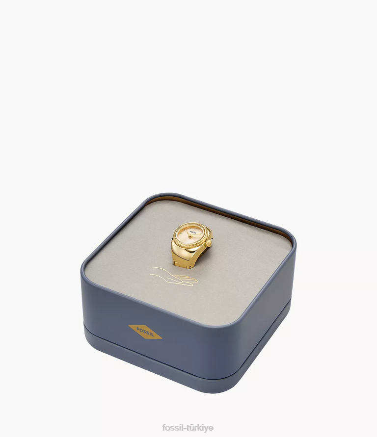 Fossil 6J0422 altın tonu saat halkası iki ibreli paslanmaz çelik kol saati kadınlar