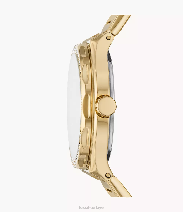 Fossil 6J04230 altın Eevie çok fonksiyonlu paslanmaz çelik saat kol saati kadınlar