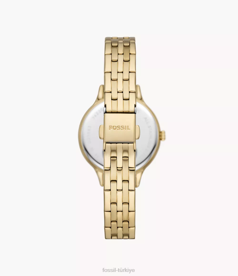 Fossil 6J04235 altın tonu Laney üç ibreli paslanmaz çelik saat kol saati kadınlar