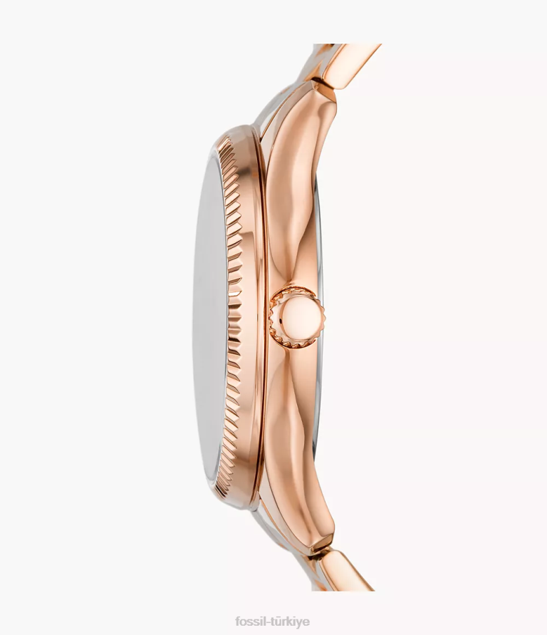 Fossil 6J04236 gül altın tonu çavdar çok fonksiyonlu paslanmaz çelik saat kol saati kadınlar