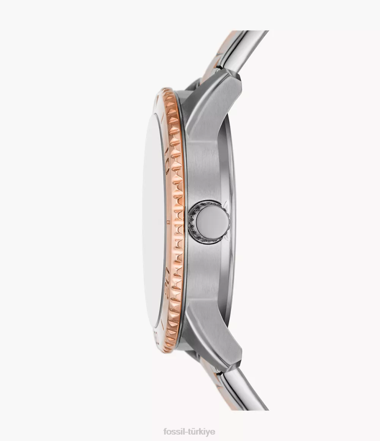 Fossil 6J04237 iki ton dayle üç ibreli paslanmaz çelik saat kol saati kadınlar