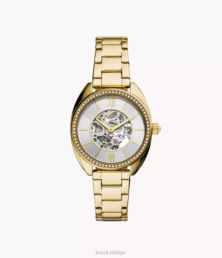 Fossil 6J04239 altın tonu vale otomatik paslanmaz çelik saat kol saati kadınlar