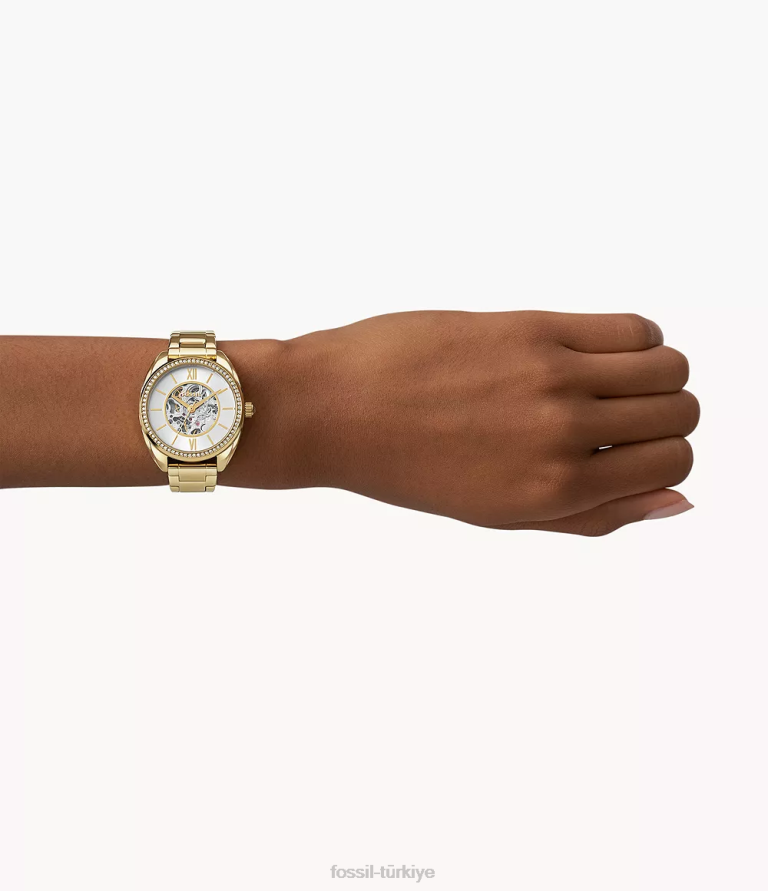 Fossil 6J04239 altın tonu vale otomatik paslanmaz çelik saat kol saati kadınlar