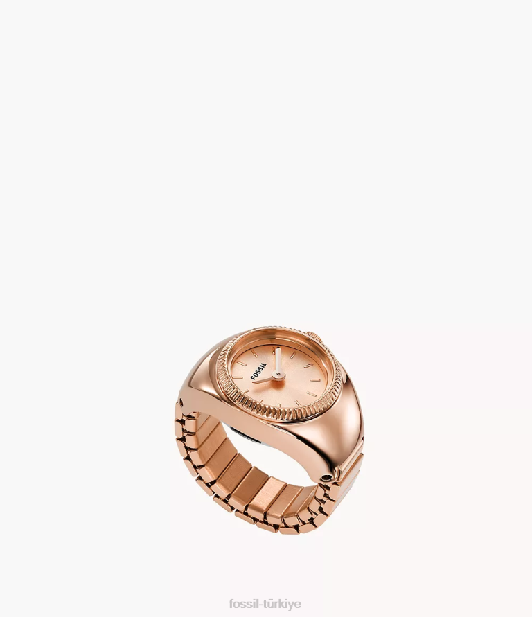 Fossil 6J0423 gül altın tonu saat halkası iki ibreli paslanmaz çelik kol saati kadınlar