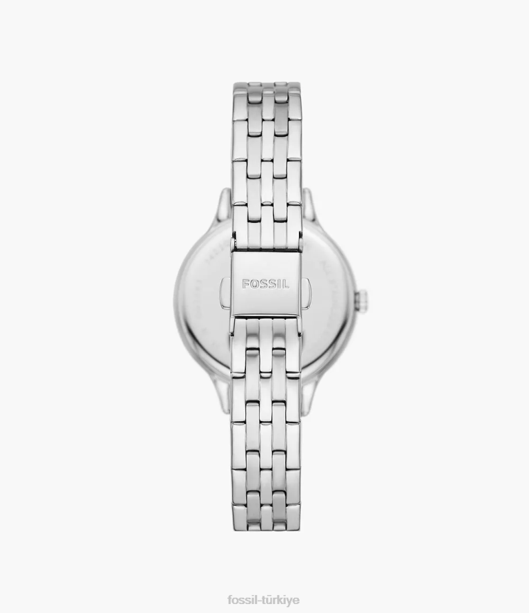 Fossil 6J04247 gümüş ton Laney üç ibreli paslanmaz çelik saat kol saati kadınlar