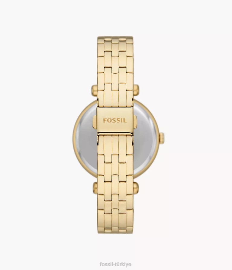Fossil 6J04248 altın tonu Tillie güneş enerjisiyle çalışan paslanmaz çelik saat kol saati kadınlar