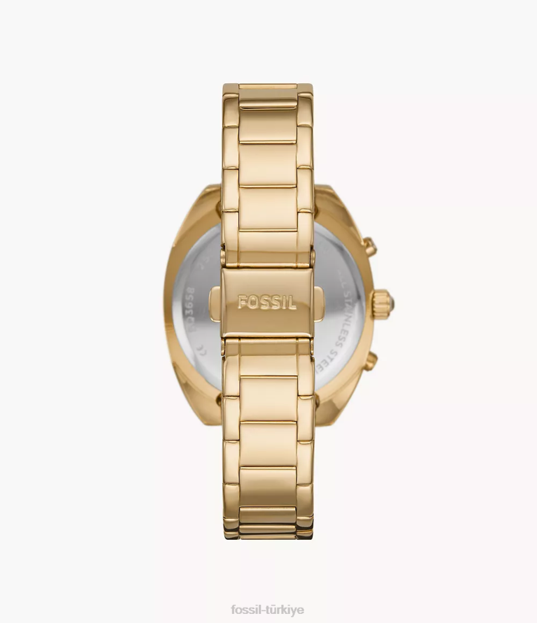 Fossil 6J04254 altın tonu vale kronograf paslanmaz çelik saat kol saati kadınlar