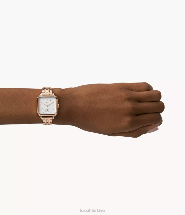 Fossil 6J04265 gül altın tonu colleen üç ibreli paslanmaz çelik saat kol saati kadınlar