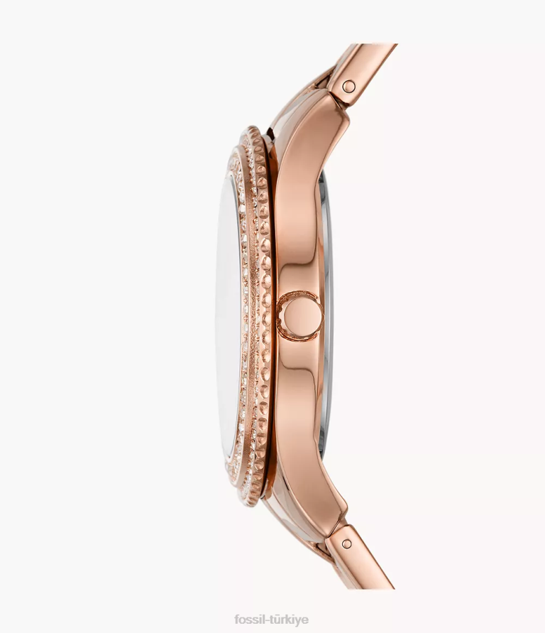 Fossil 6J0426 gül altın tonu Stella üç ibreli paslanmaz çelik saat kol saati kadınlar