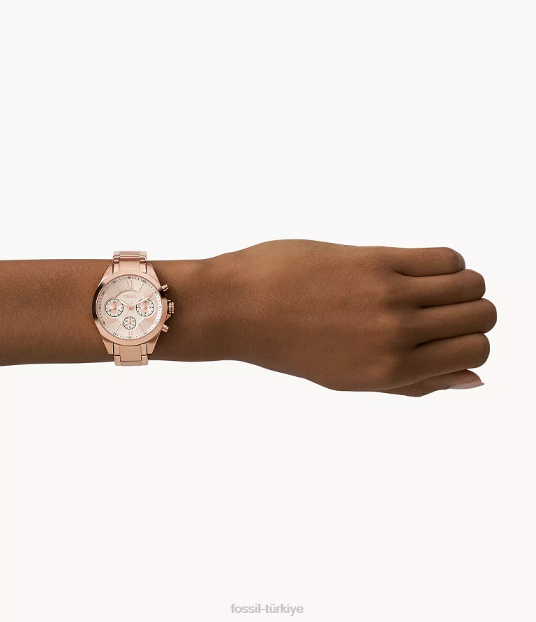 Fossil 6J04270 gül altın tonu modern kurye orta boy kronograf paslanmaz çelik saat kol saati kadınlar
