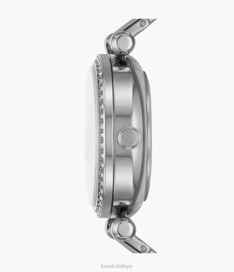 Fossil 6J04273 gümüş ton Tillie otomatik paslanmaz çelik saat kol saati kadınlar