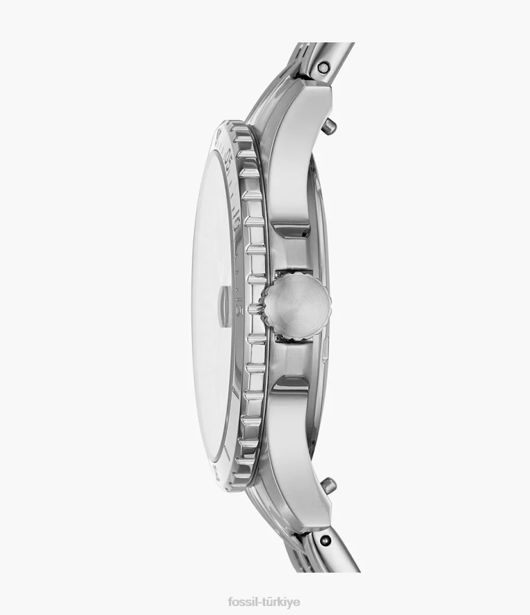Fossil 6J0428 gümüş ton fb-01 üç ibreli tarih paslanmaz çelik saat kol saati kadınlar