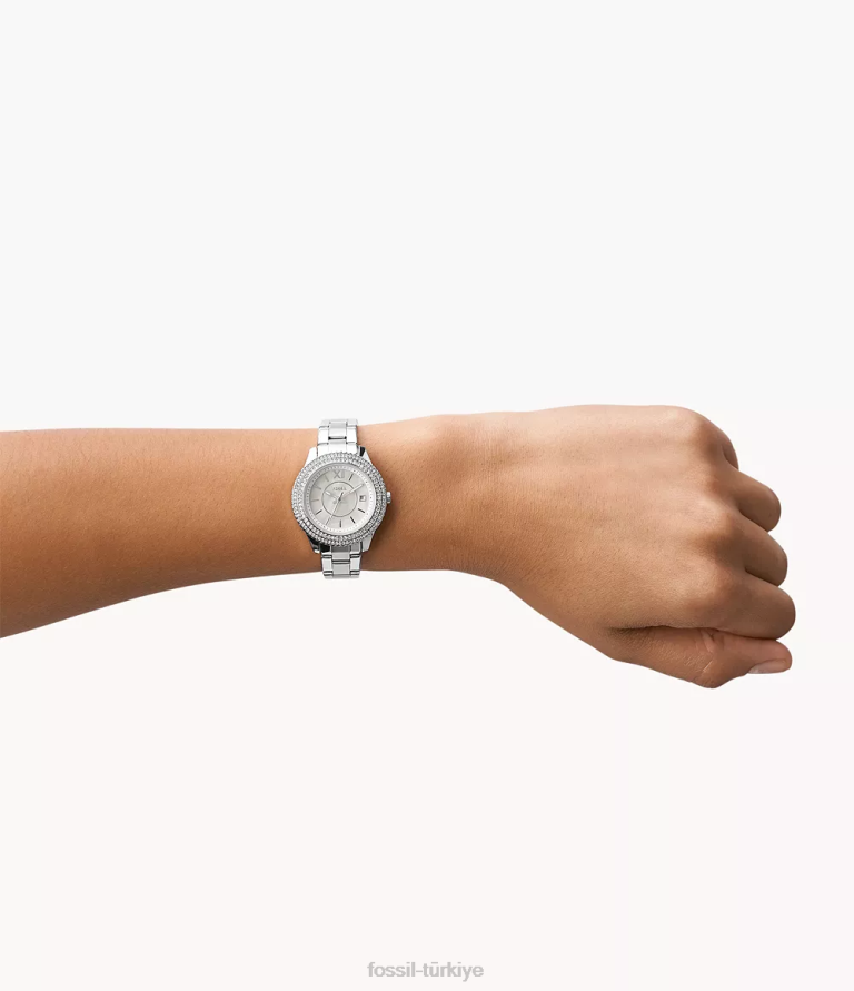 Fossil 6J0431 gümüş ton Stella üç ibreli paslanmaz çelik saat kol saati kadınlar