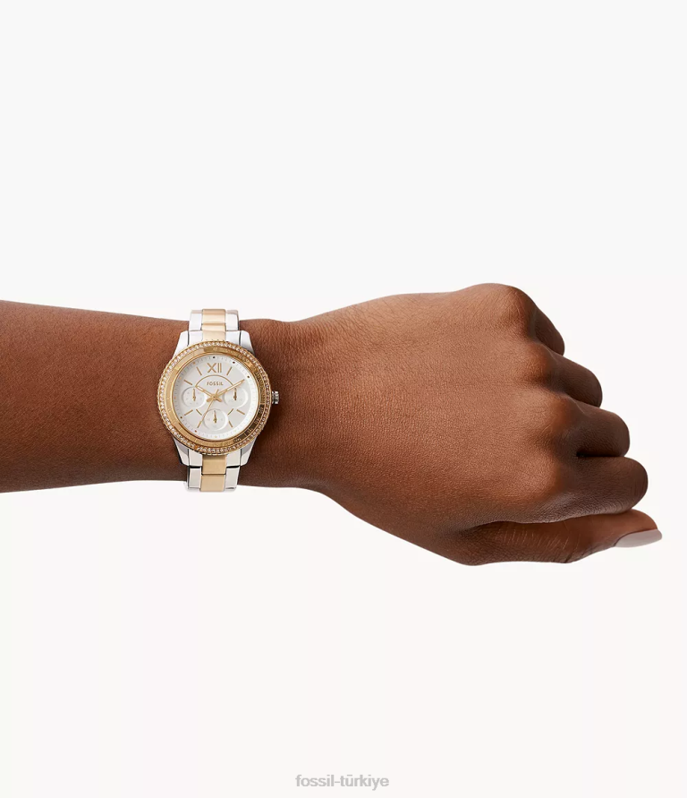 Fossil 6J0435 iki ton Stella Sport çok fonksiyonlu paslanmaz çelik saat kol saati kadınlar