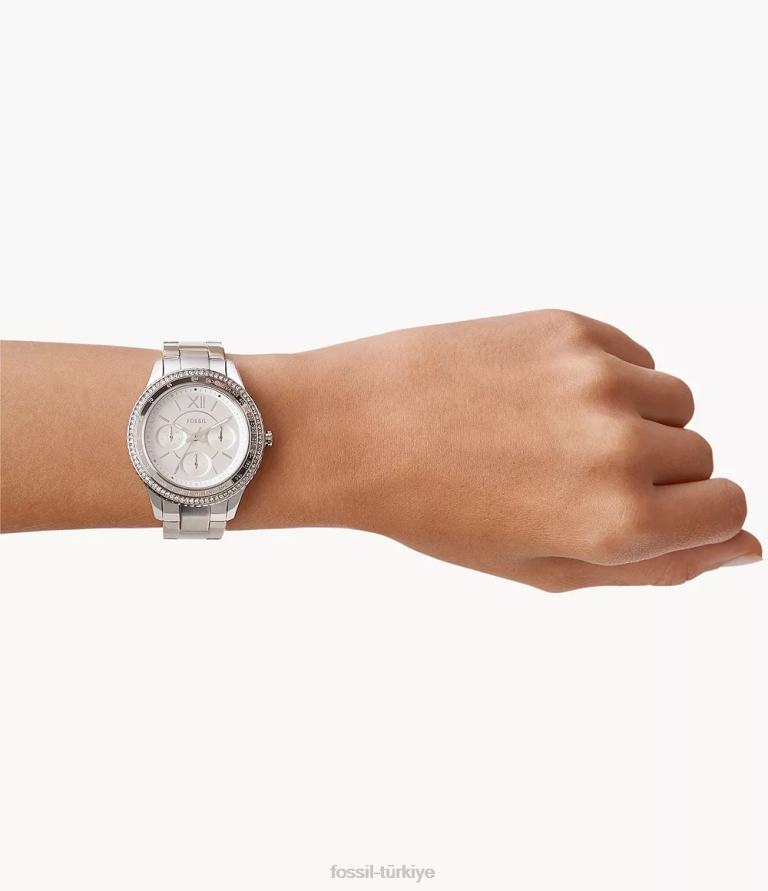 Fossil 6J0436 gümüş ton Stella Sport çok fonksiyonlu paslanmaz çelik saat kol saati kadınlar