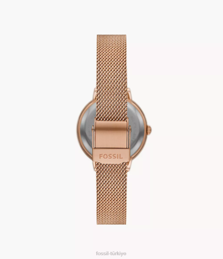Fossil 6J0437 gül altın tonu virginia üç ibreli paslanmaz çelik hasır saat kol saati kadınlar
