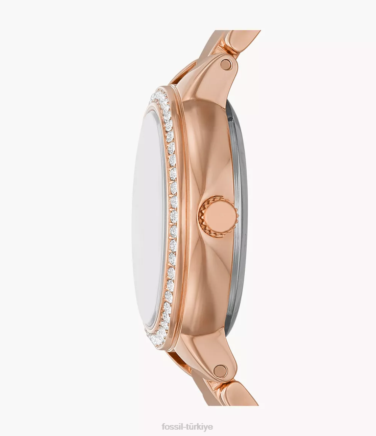 Fossil 6J0437 gül altın tonu virginia üç ibreli paslanmaz çelik hasır saat kol saati kadınlar