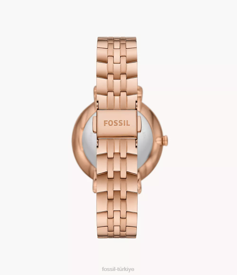 Fossil 6J0443 gül altın tonu Jacqueline üç ibreli paslanmaz çelik saat kol saati kadınlar