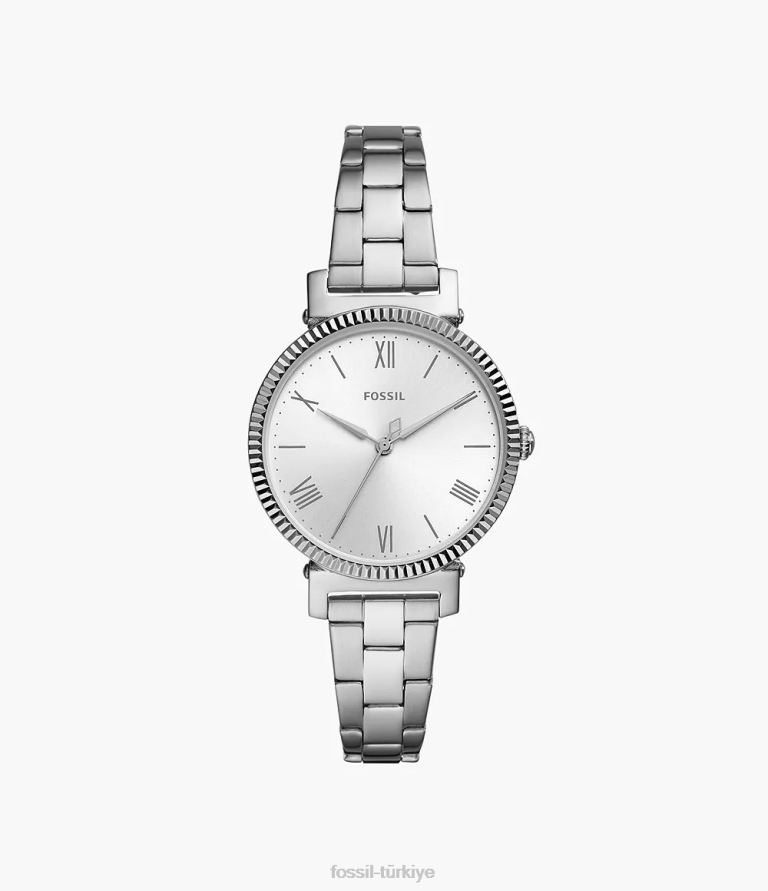Fossil 6J0446 gümüş ton papatya üç ibreli paslanmaz çelik saat kol saati kadınlar