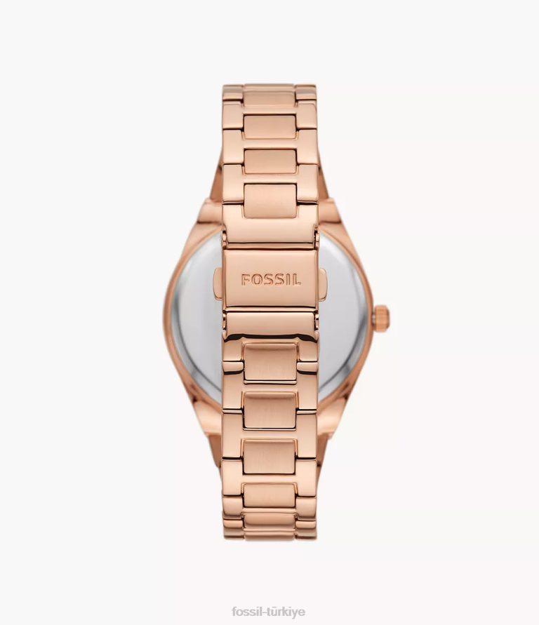 Fossil 6J0447 gül altın tonu Scarlette üç ibreli paslanmaz çelik saat kol saati kadınlar