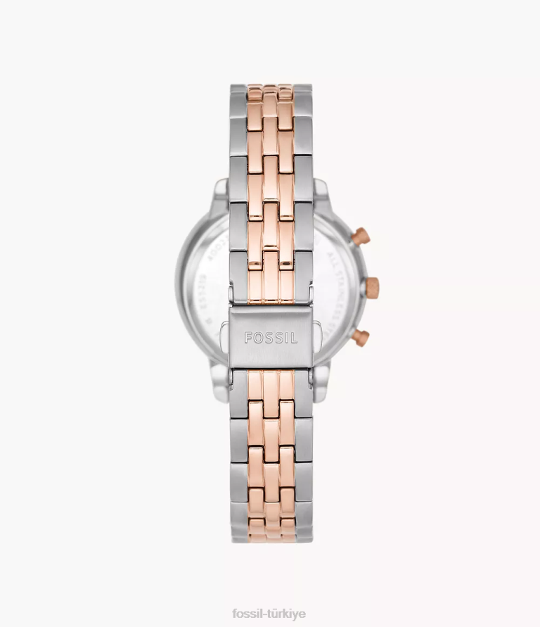 Fossil 6J0457 iki ton nötr kronograf paslanmaz çelik saat kol saati kadınlar