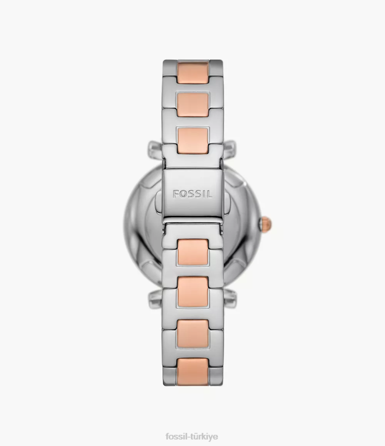 Fossil 6J0464 iki ton carlie üç ibreli paslanmaz çelik saat kol saati kadınlar