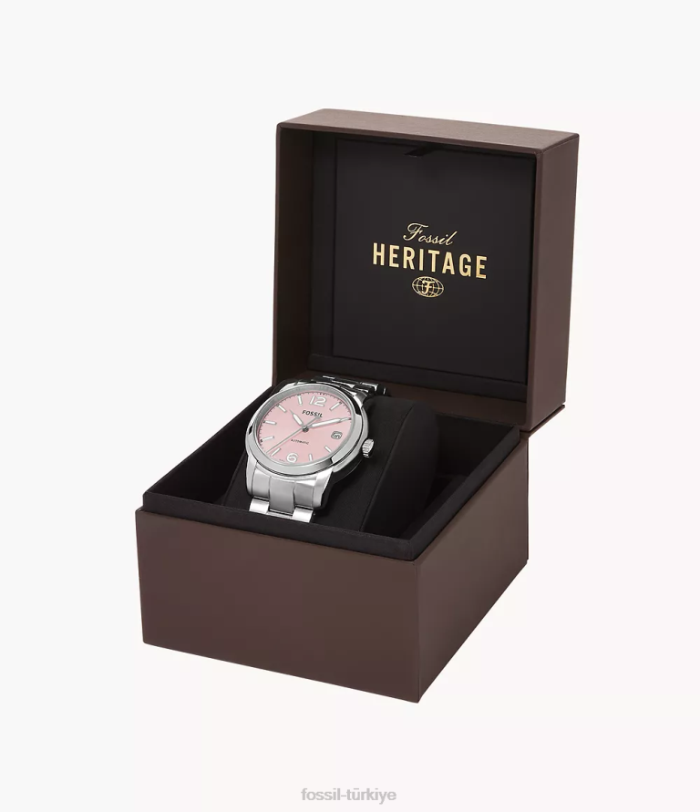 Fossil 6J0470 gümüş ton miras otomatik paslanmaz çelik saat kol saati kadınlar