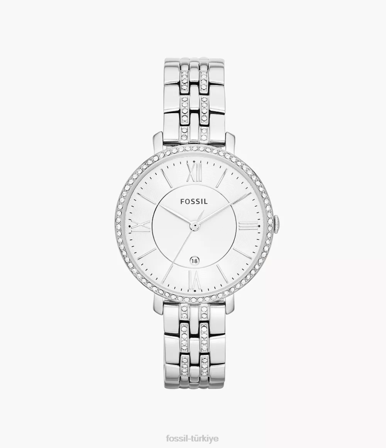 Fossil 6J0471 gümüş jacqueline paslanmaz çelik saat kol saati kadınlar