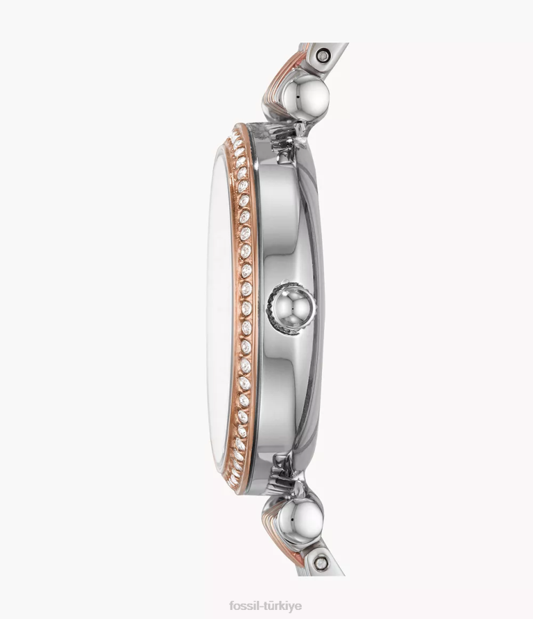 Fossil 6J0474 iki ton carlie mini üç ibreli paslanmaz çelik saat kol saati kadınlar