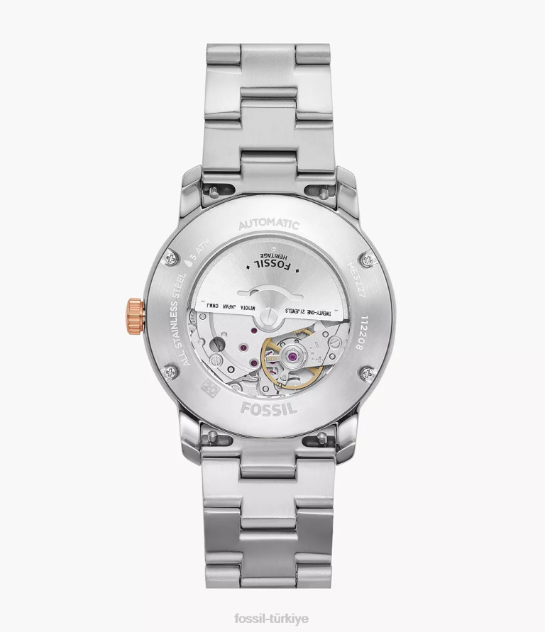 Fossil 6J0475 iki ton miras otomatik paslanmaz çelik saat kol saati kadınlar