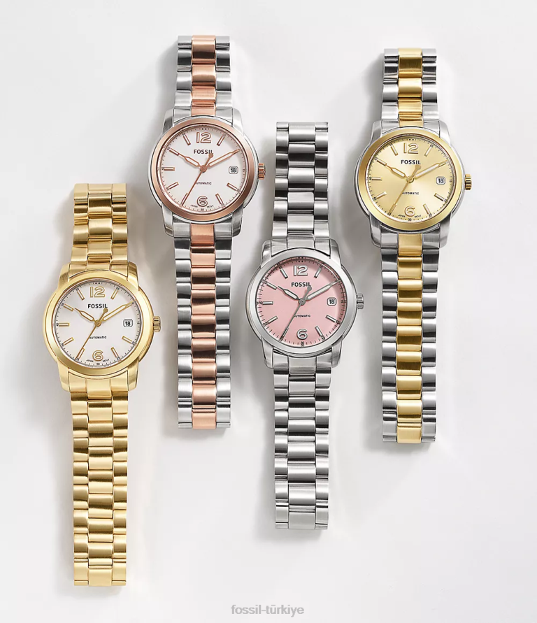 Fossil 6J0475 iki ton miras otomatik paslanmaz çelik saat kol saati kadınlar