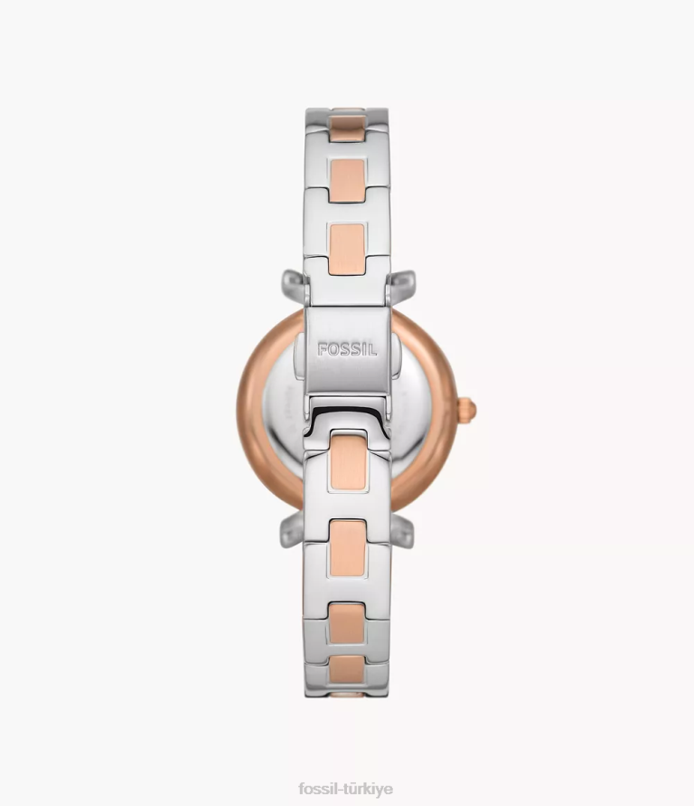 Fossil 6J0479 iki ton carlie üç ibreli paslanmaz çelik saat kol saati kadınlar