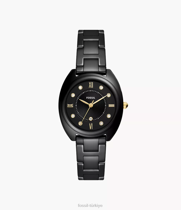 Fossil 6J0483 siyah Gabby üç ibreli tarih paslanmaz çelik ve seramik saat kol saati kadınlar