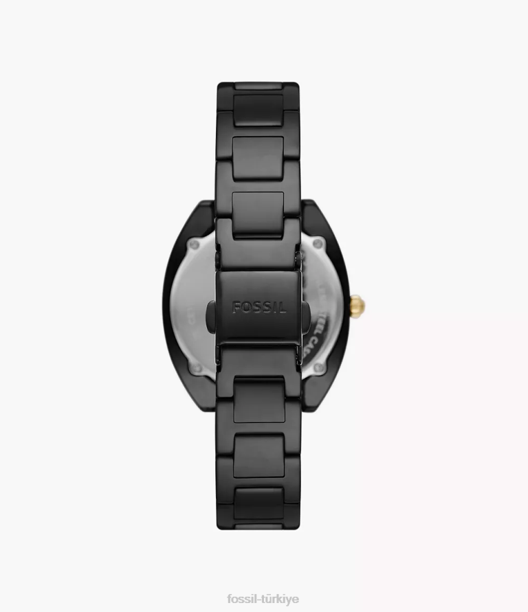 Fossil 6J0483 siyah Gabby üç ibreli tarih paslanmaz çelik ve seramik saat kol saati kadınlar