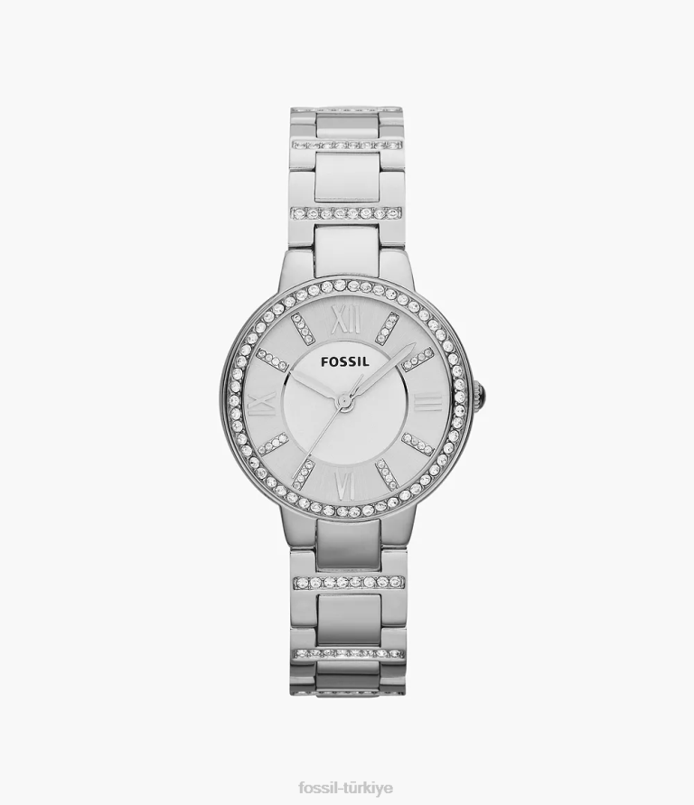 Fossil 6J0484 gümüş virginia paslanmaz çelik saat kol saati kadınlar