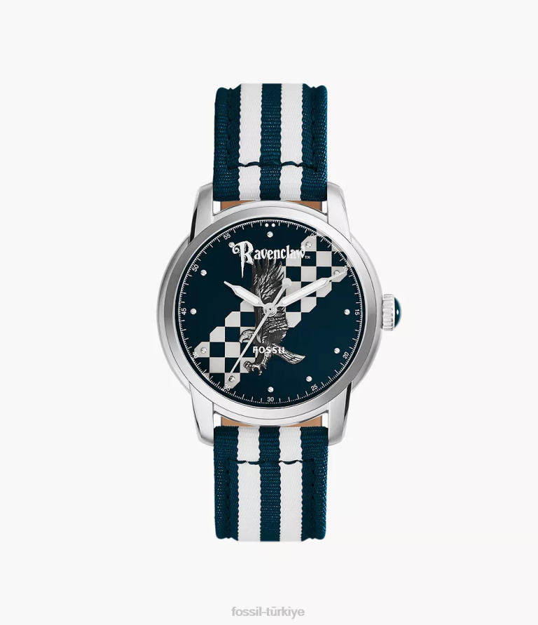 Fossil 6J04184 lacivert/beyaz sınırlı sayıda üretilen harry potter üç ibreli ravenclaw naylon saat aksesuar kadınlar