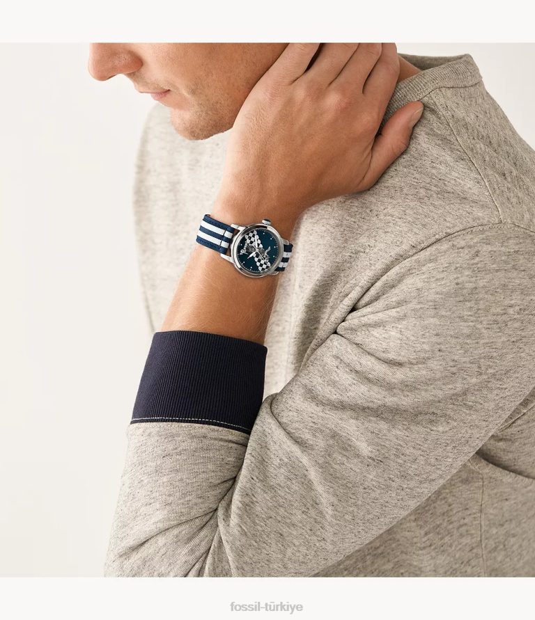Fossil 6J04184 lacivert/beyaz sınırlı sayıda üretilen harry potter üç ibreli ravenclaw naylon saat aksesuar kadınlar