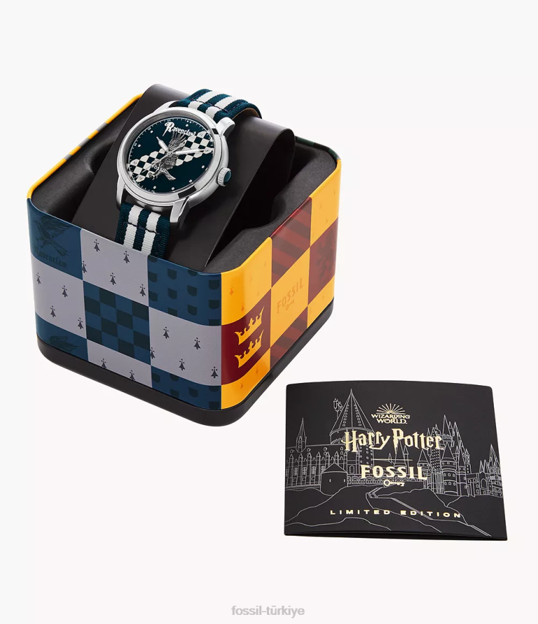 Fossil 6J04184 lacivert/beyaz sınırlı sayıda üretilen harry potter üç ibreli ravenclaw naylon saat aksesuar kadınlar