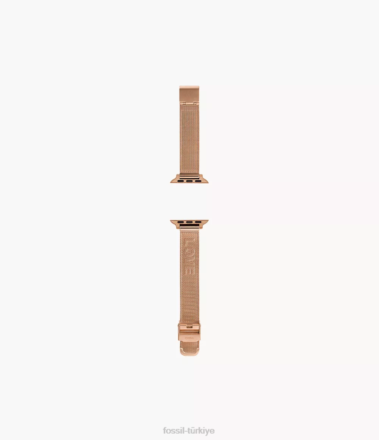 Fossil 6J04257 gül altın tonu Apple watch için 38mm/40mm/41mm paslanmaz çelik hasır bant aksesuar kadınlar