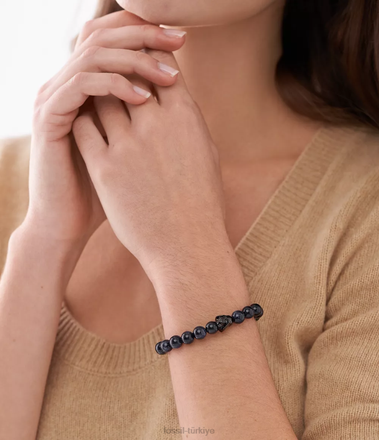 Fossil 6J041844 mavi kumtaşı yıldız savaşları darth vader boncuklu bilezik takı erkekler