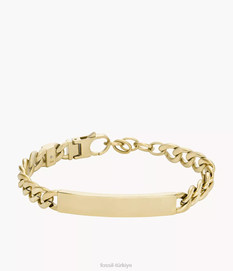 Fossil 6J041846 altın tonu paslanmaz çelik zincir bilezik çizdi takı erkekler