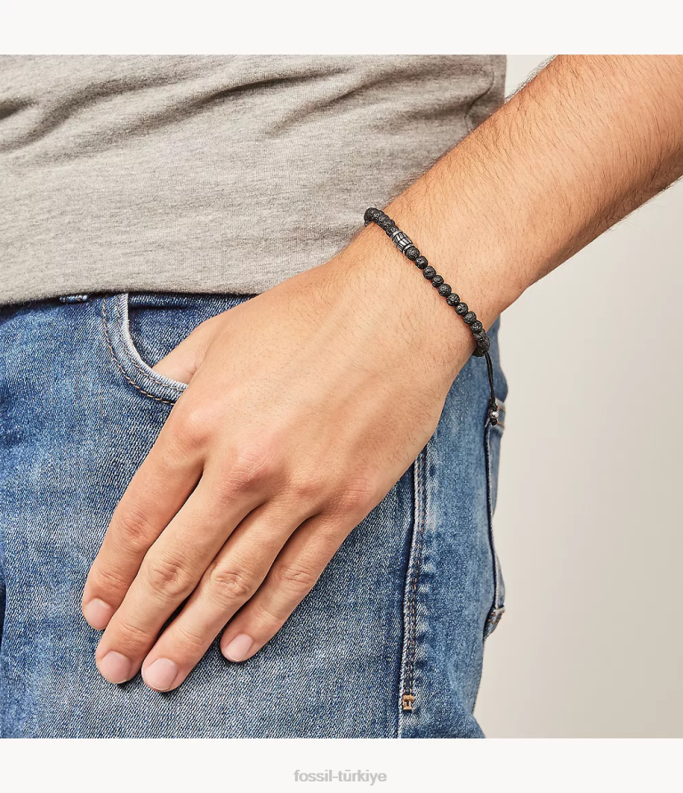 Fossil 6J041850 siyah yarı değerli bilezik takı erkekler