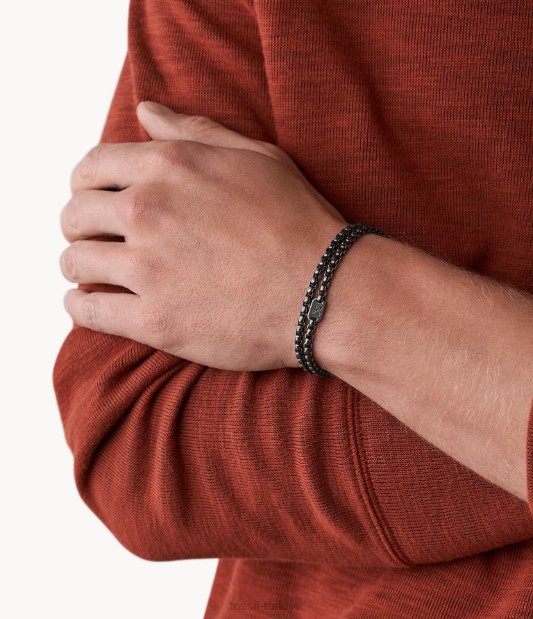 Fossil 6J041858 gümüş ton vintage gündelik maceracı paslanmaz çelik zincir bilezik takı erkekler