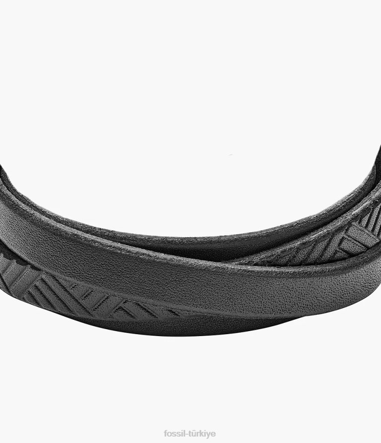 Fossil 6J041861 siyah deri sarma bilezik takı erkekler