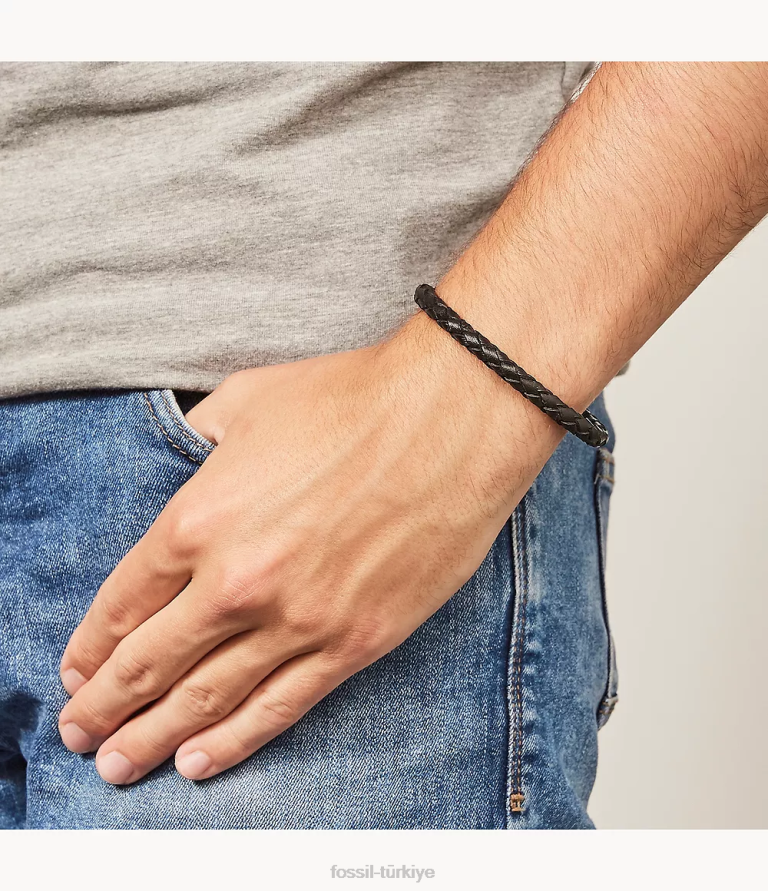 Fossil 6J041865 siyah sıska örgü takı erkekler